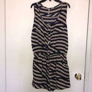 Lace-up  brown and Blue One-piece Rompers